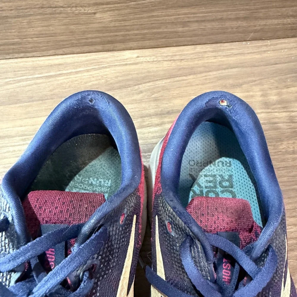 Brooks Ghost 16 Running Shoes Womens 9 Wide Navy Pink Good DNA LOFT Cushioning